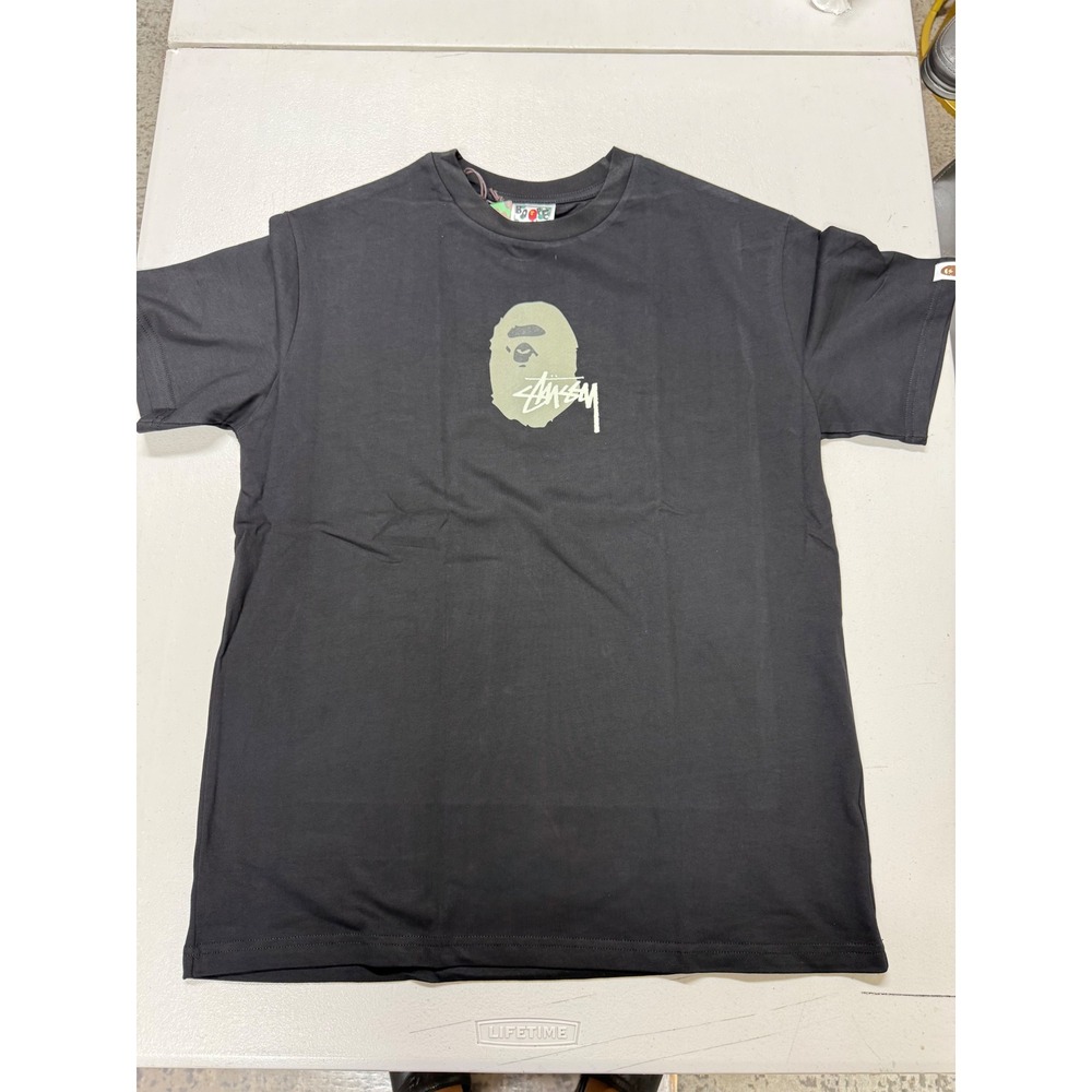 STUSSY/BAPE COLAB MENS BLACK T-SHIRT SIZE MEDIUM